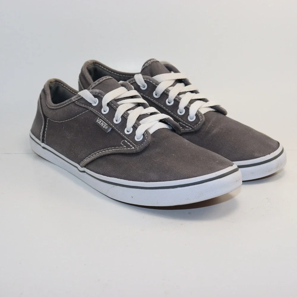 Vans Atwood Sneakers Women 8.5 Grey Canvas Low Top Good‎ Condition TB4R Skate